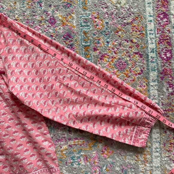 Marea Isla Pink Floral Long Puff Sleeves Boho Pullover Top Women’s Size Large - Picture 7 of 9